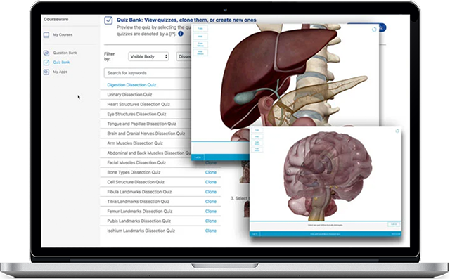 Visible Body's Courseware on a laptop