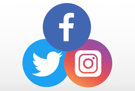 Twitter, Facebook, and Instagram logos