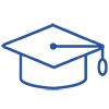 Blue graduation cap outline